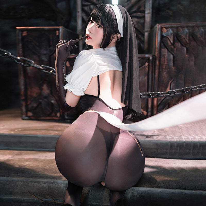 MY-5188 Dark Night Nun Seduction Open-Crotch Cosplay Set