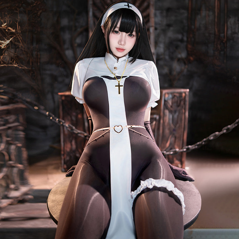 MY-5188 Dark Night Nun Seduction Open-Crotch Cosplay Set