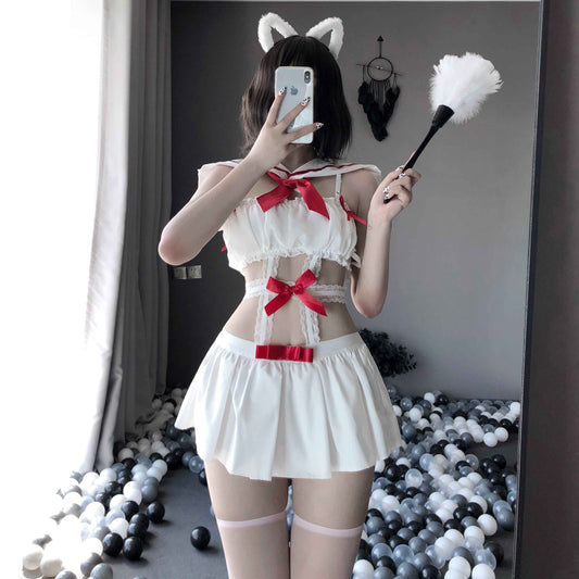 T- 2391 Sexy sailor student set Navy uniform seduction short skirt set