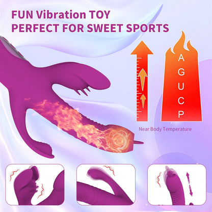 Fully automatic retractable swinging tongue licking heating vibrator - Vibegg