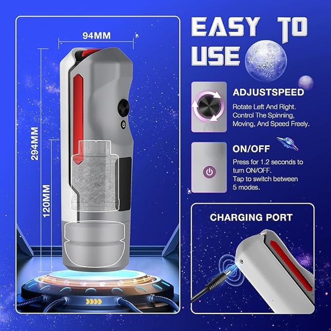 Powerful 5 Thrusting & Rotating Electric Automatic Male Masturbator Blowjob Stroker