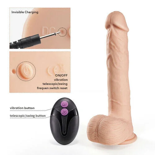 Rotary Telescopic Thrust Dildo Rocking Toy Vibration Stimulation Clitoris Anus Uterine Cavity Lifelike Strong Sucker - Vibegg