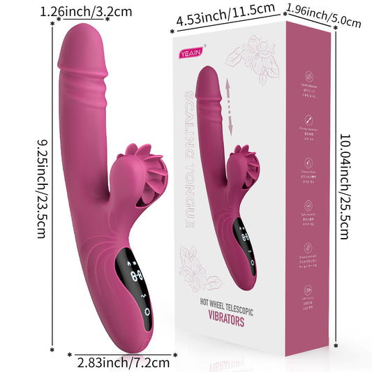 Hot wheel telescoplc vibrators tongue licking high frequency retraction female masturbation stick - Vibegg