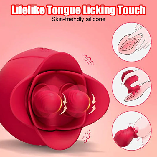 Rose vibrating egg tongue licking and sucking vibrating sex toy - Vibegg