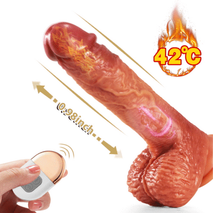 3-in-1 Thrusting 5 Vibrations 42 ℃ Heating Realistic Non-sticky Blush Dildo 9 Inch - Vibegg