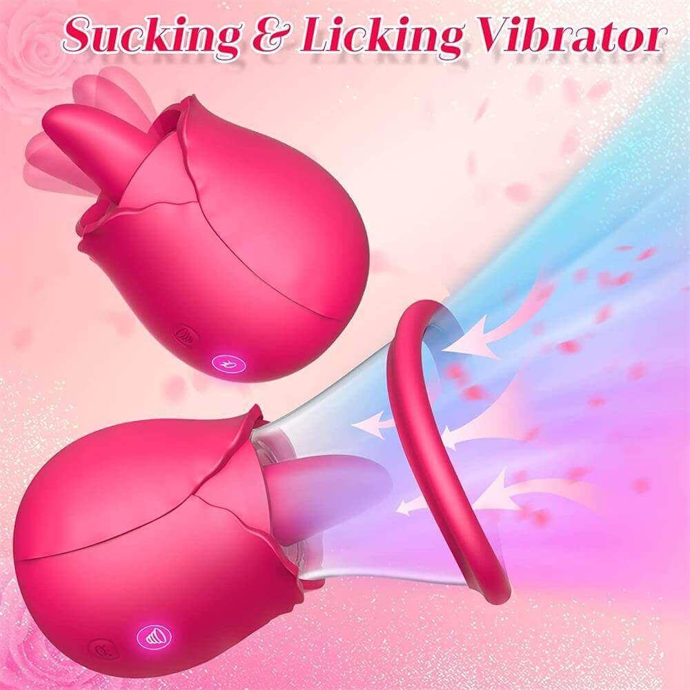 Rose Dual Action Vibrator: Licking & Suction Combined - Vibegg