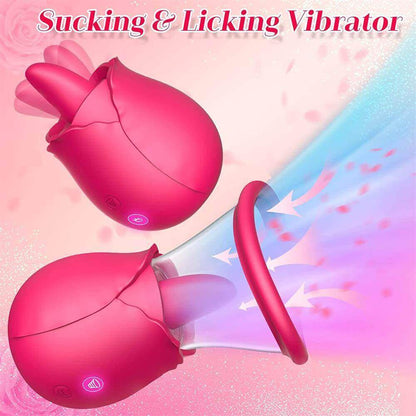 Rose Dual Action Vibrator: Licking & Suction Combined - Vibegg