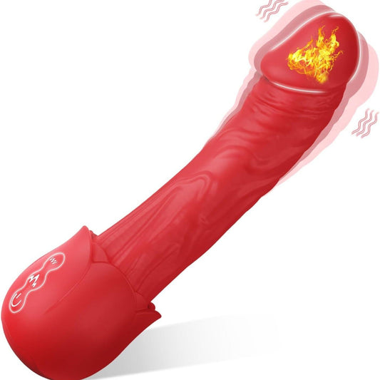 Rose flower dildo vibrator strong vibration heating - Vibegg