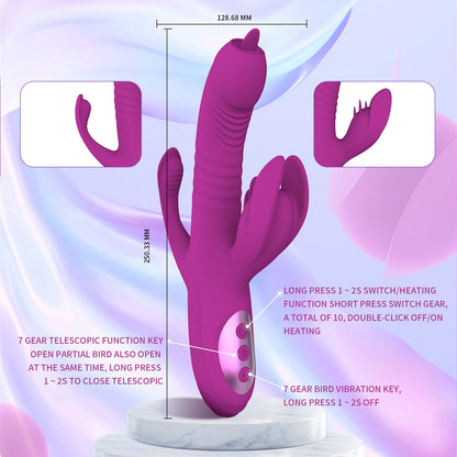 Fully automatic retractable swinging tongue licking heating vibrator - Vibegg