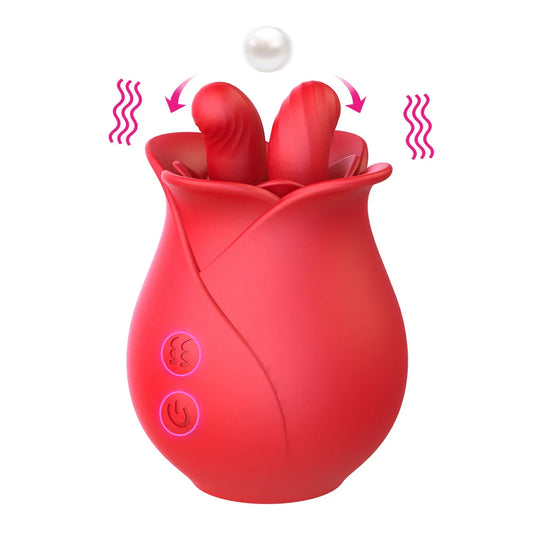 Rose vibrating egg tongue licking and sucking vibrating sex toy - Vibegg