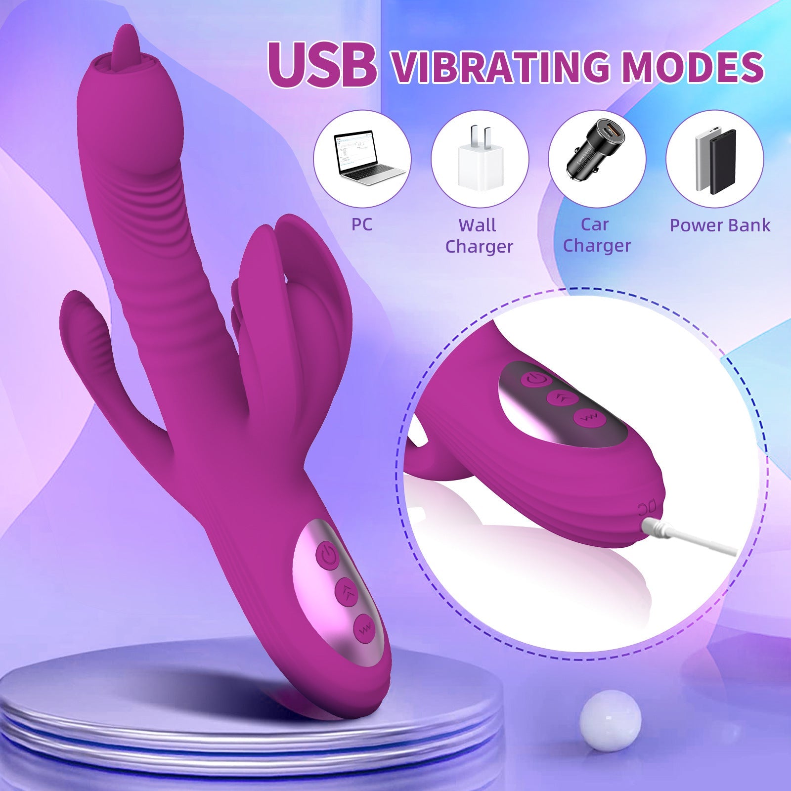 Fully automatic retractable swinging tongue licking heating vibrator - Vibegg