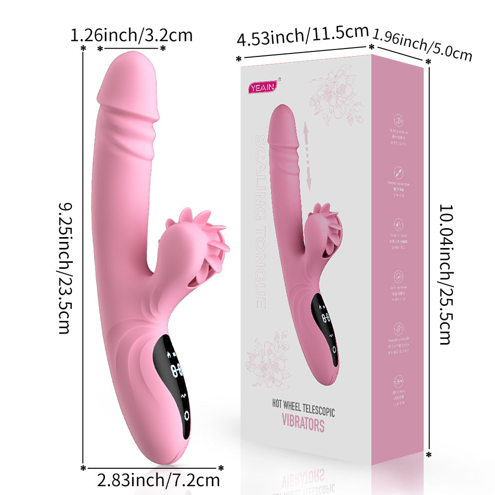 Hot wheel telescoplc vibrators tongue licking high frequency retraction female masturbation stick - Vibegg