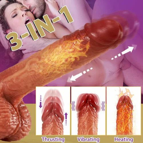 3-in-1 Thrusting 5 Vibrations 42 ℃ Heating Realistic Non-sticky Blush Dildo 9 Inch - Vibegg