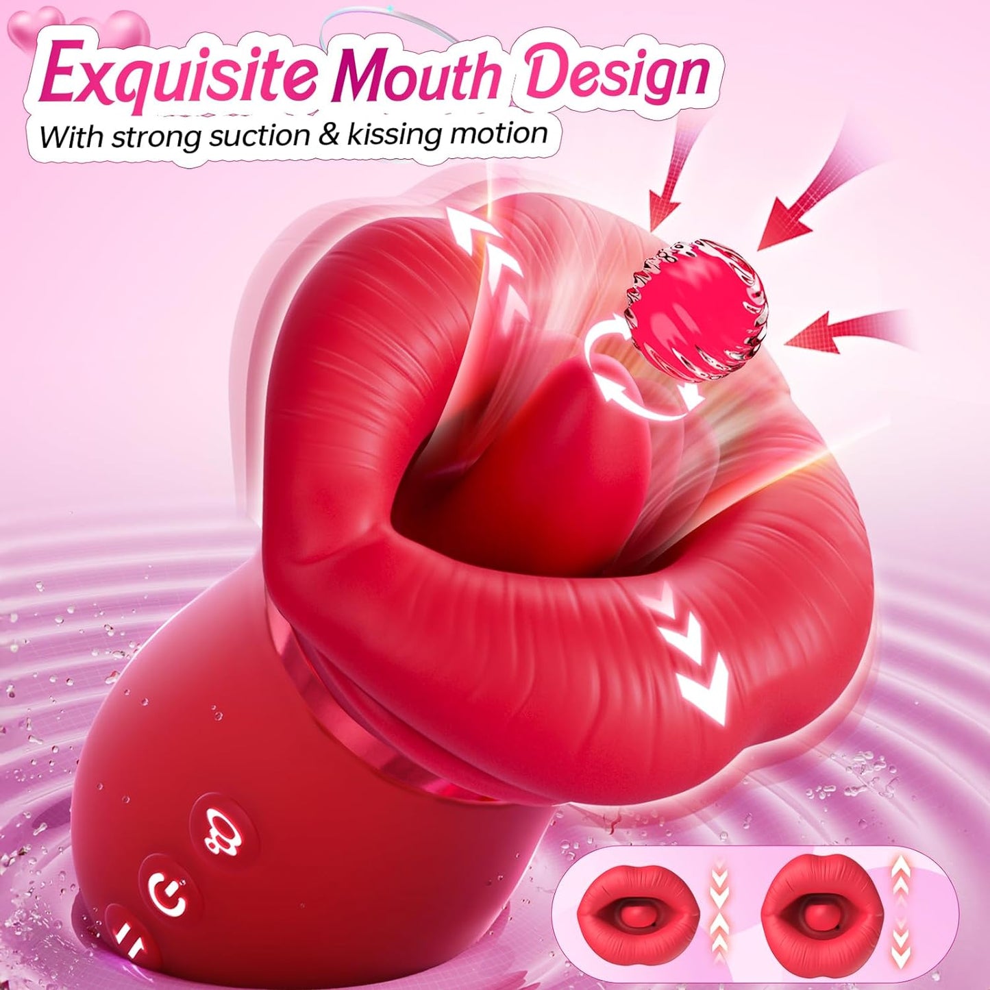 5IN1 Mouth Sucking Vibrator Rose Sex Toy +9 Vibrating 3 Thrusting & Swing Intelligent Heating Realistic Dildo Vibrator 6.3 Inch SET - Vibegg