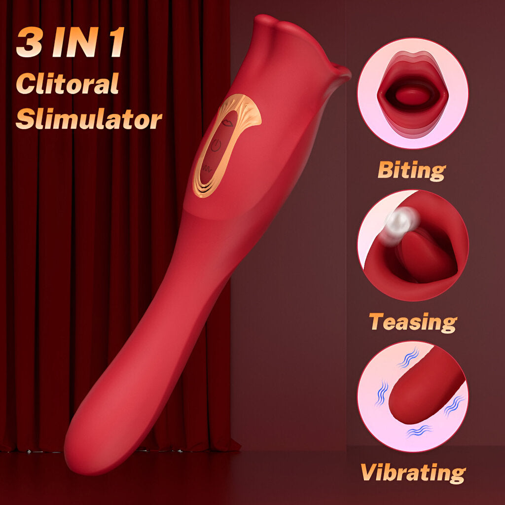 3in1 tongue vibrator LIVMAN E-99 with 10 licking-biting and 10 vibration modes - Vibegg