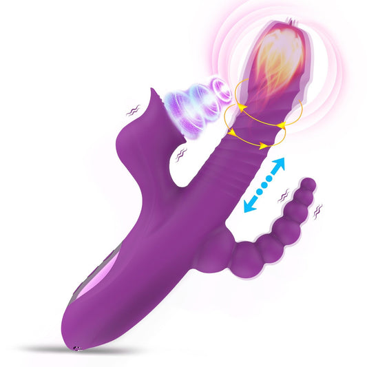 Fully automatic retractable swinging tongue licking heating vibrator - Vibegg