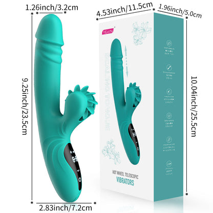 Hot wheel telescoplc vibrators tongue licking high frequency retraction female masturbation stick - Vibegg