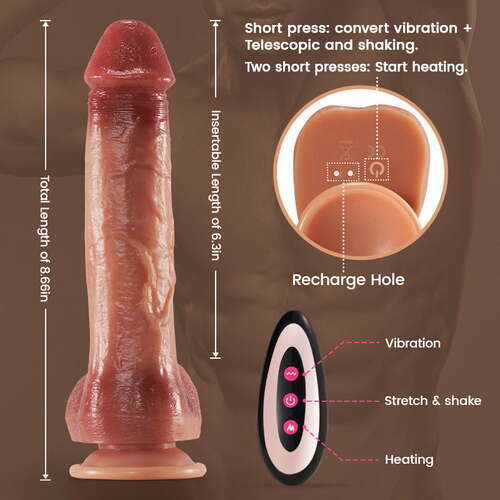 5IN1 Mouth Sucking Vibrator Rose Sex Toy +9 Vibrating 3 Thrusting & Swing Intelligent Heating Realistic Dildo Vibrator 6.3 Inch SET - Vibegg