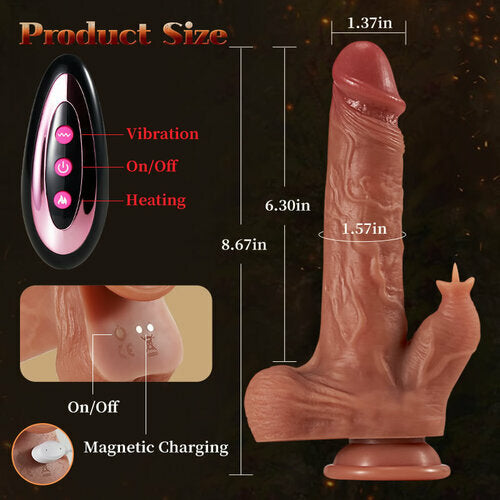 Reed 9 Vibrating Tongue Licking 3 Thrusting & Swing Heating 8.67 Inch Realistic Dildo - Vibegg