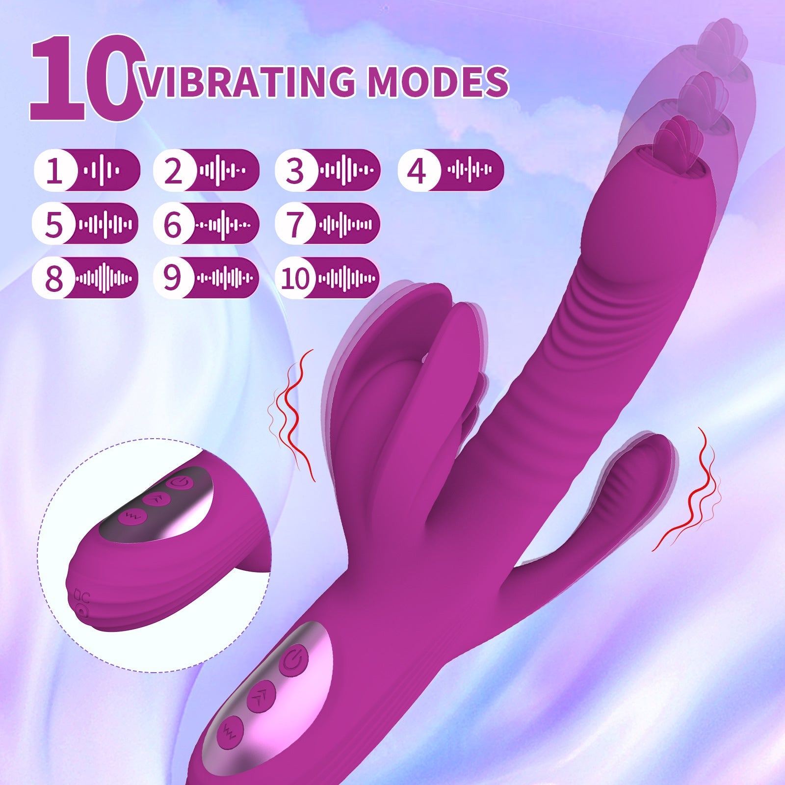 Fully automatic retractable swinging tongue licking heating vibrator - Vibegg