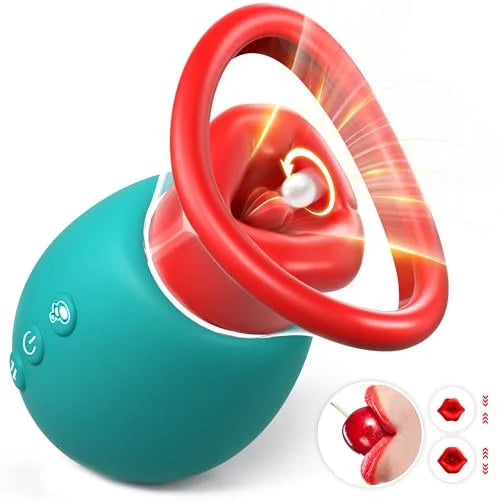 4 IN 1 Rose Sex Toy Adult Toys Licking Vibrater with 10 Mouth Kissing Vibrations - Vibegg