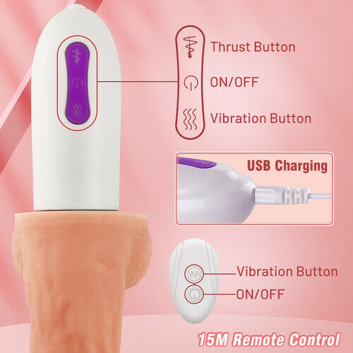 Multi-angles 8 Thrusting Rotating Vibrating Heating Remote Control Sex Machine 11 Inch - Vibegg