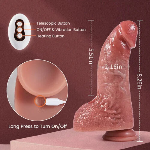 Derek Curved Glans Free Lubricant P and G Spot Stimulation Realistic Anal Dildo Thrusting Heating Vibrating - Vibegg