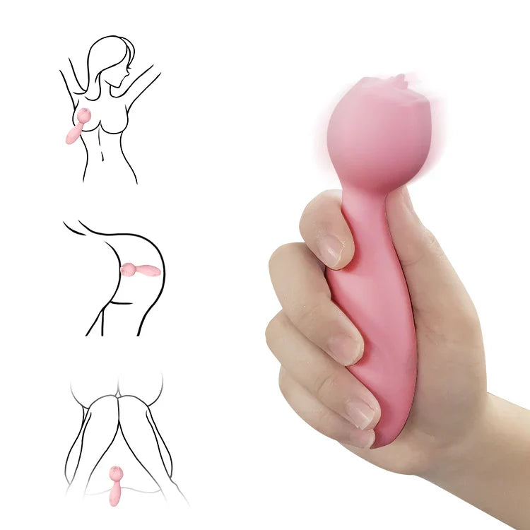 Pink Rose Tongue Clitoral Vibrator - Vibegg