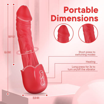 Rose flower dildo vibrator strong vibration heating - Vibegg