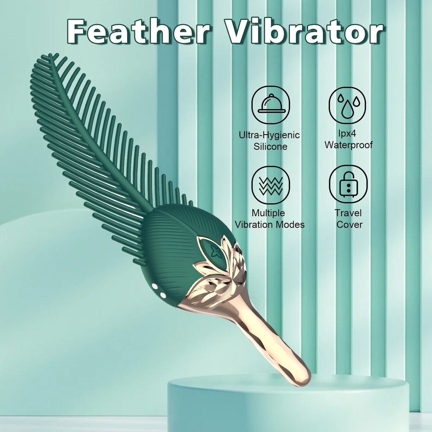 Peacock Feather - Clitoral Stimulator Body Massager Couple Sex Toy With 10 Modes Vibration - Vibegg