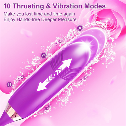 Rose Muncher Rose Kiss Tongue Vibrator With Thrusting Dildo Vibrator - Vibegg