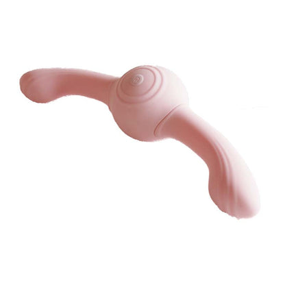 Double Dragon Playing Pearl Pink Double Headed Dragon Lesbian Vibrating Massager - Vibegg