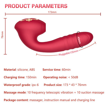 Sucking Vibration Telescopic Vibrator Female Erotic Masturbation Device Adult Products - Vibegg