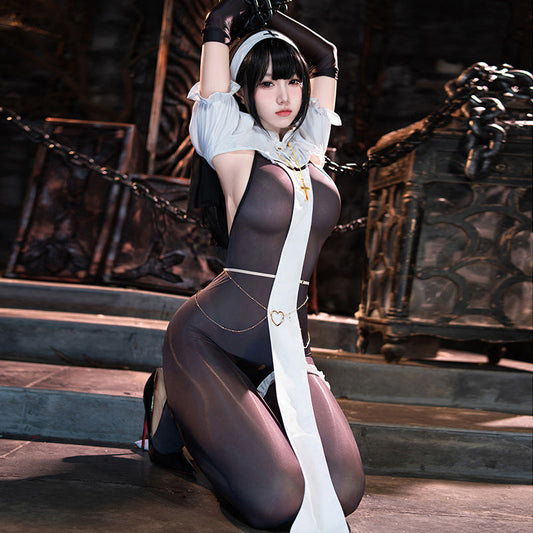 MY-5188 Dark Night Nun Seduction Open-Crotch Cosplay Set