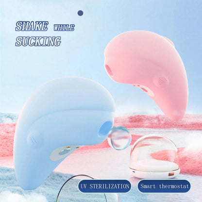 Dolphin Heating Sucking Vibrator With Sterilization Shell - Vibegg