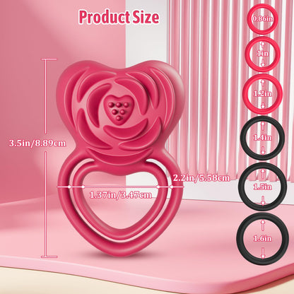 2 in 1 Vibrating Cock Ring Rose Vibrator