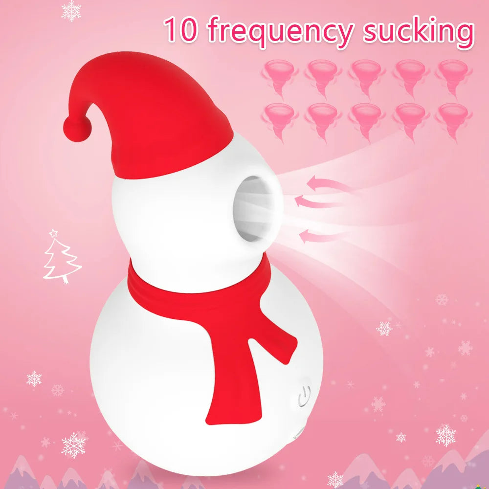 Christmas Snowman Vacuum Powerful Sucking Vibrator - Vibegg