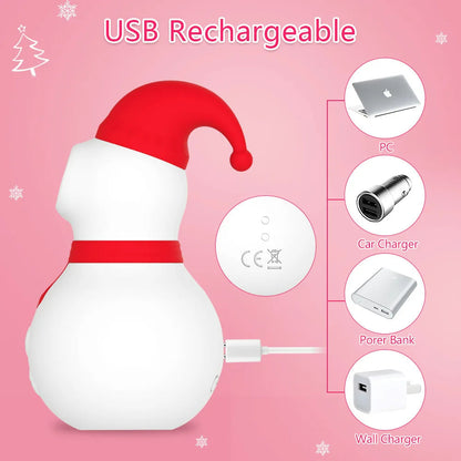 Christmas Snowman Vacuum Powerful Sucking Vibrator - Vibegg