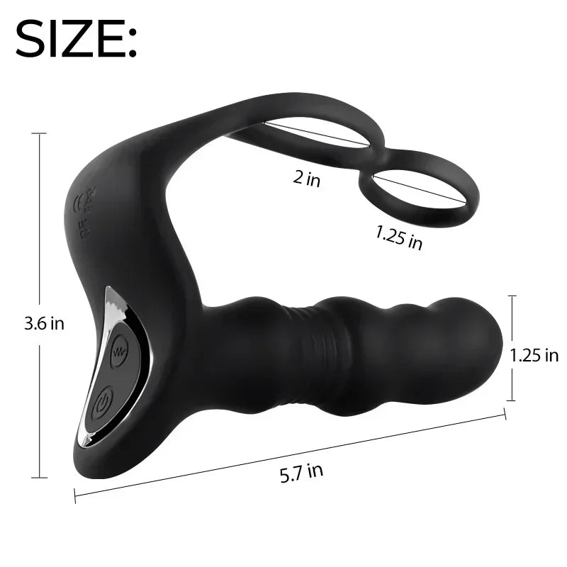 Massager Masturbation 9 Frequency Remote Control Anal Vibrator with Cock Ring