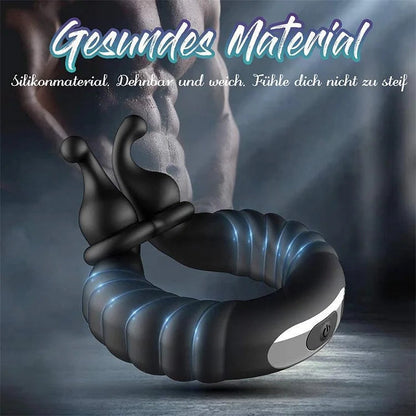 Vibrating Dual Penis Ring Dildo Stretchy Cock Ring