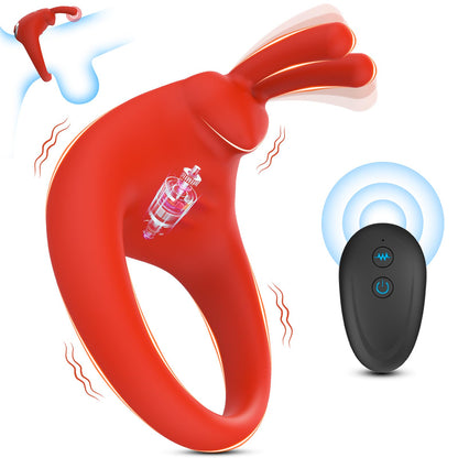 Rabbit Vibrating Cock Ring Adult Sex Toys with Clitoral Vibrator