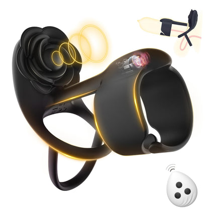 3 IN 1 Vibrating Rose Penis Ring with 10 Vibration