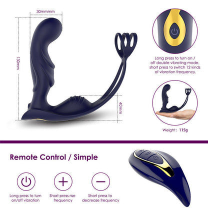 Wireless Remote Control Male Prostate Vibrating Massager Cock Ring