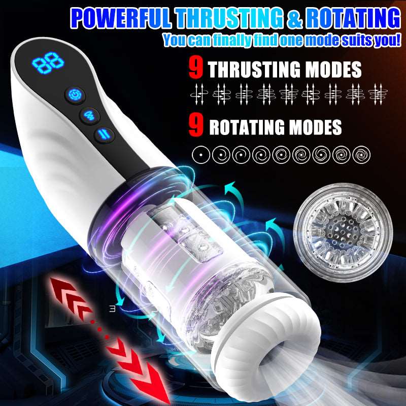 3-in-1 Thrusting Rotating Sucking Deep-throat Male Masturbator